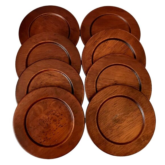 SET of 8 - Pier 1 One Medium/ Dark Wood Grain Coasters - Picture 2 of 12